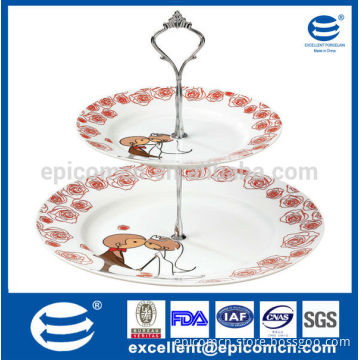 nice ceramic essential utensils 2 tiered serving tray (dp, sp) for wedding
